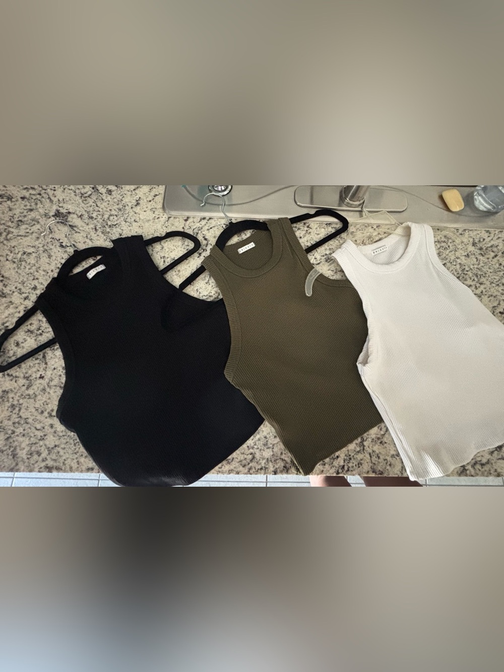Briavia Ribbed Sleeveless Crop Tank - Black, Olive, White